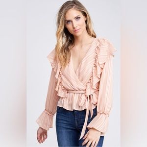 RUFFLE DETAIL LONG  SLEEVE TOP